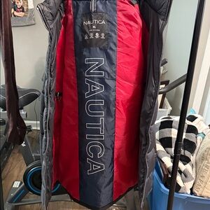 Nautica Charcoal and Crimson Puffer Jacket